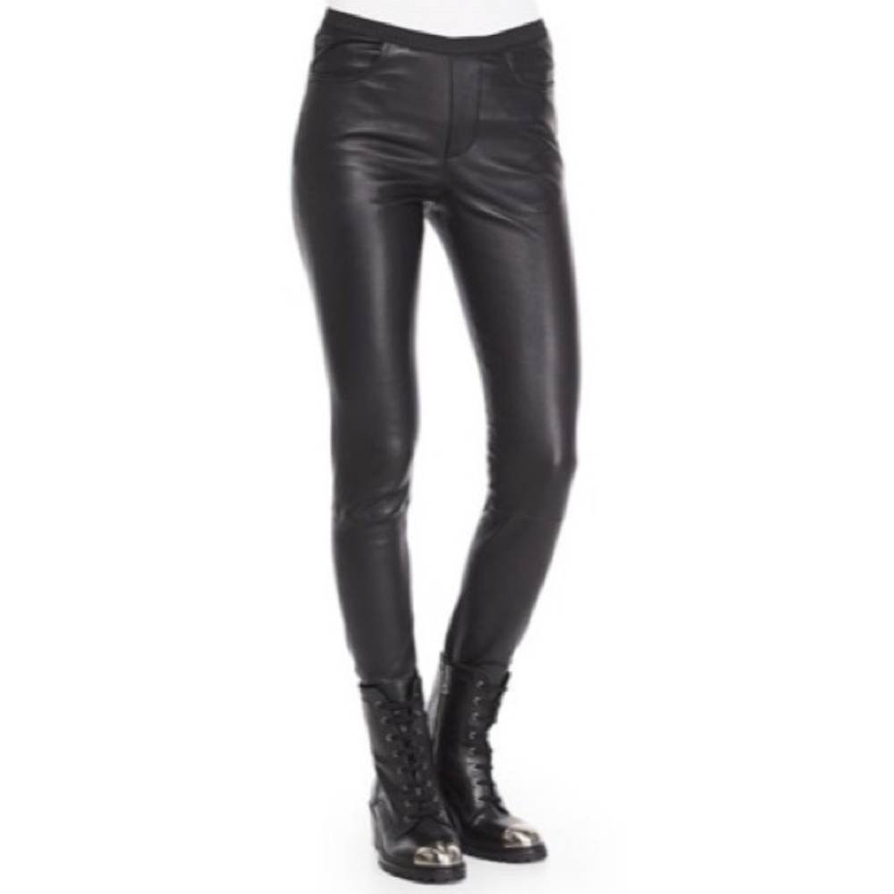 Zadig & Voltaire Deluxe Pharly Coated Denim Black Leggings Size 34 XS